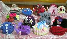 Some of the tea cosies on display