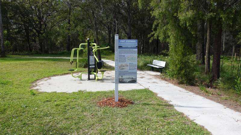 Sign positioned alongside the southern fitness station in Yallarwah Park